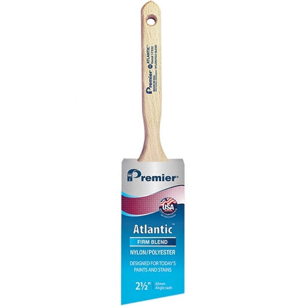 Premier Paint Roller - 2-1/2" Tapered Nylon/Polyester Angular Brush - 2-15/16" Bristle Length, 7-1/2" Wood Sash Handle - Exact Tooling