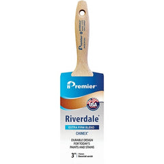 Premier Paint Roller - 3" Tapered Nylon Varnish Brush - 3-3/16" Bristle Length, 6" Wood Beavertail Handle - Exact Tooling