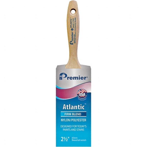Premier Paint Roller - 2-1/2" Tapered Nylon/Polyester Varnish Brush - 2-15/16" Bristle Length, 5-1/2" Wood Beavertail Handle - Exact Tooling