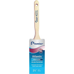 Premier Paint Roller - 2-1/2" Tapered Nylon/Polyester Sash Brush - 2-15/16" Bristle Length, 7-1/2" Wood Sash Handle - Exact Tooling