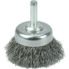 1 3/4″ Crimped Wire Utility Cup Brush, .0118″ Steel Fill, 1/4″ Stem - Exact Tooling