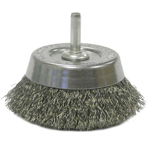 2 3/4″ Crimped Wire Utility Cup Brush .0118″ 1/4″ Stem - Exact Tooling