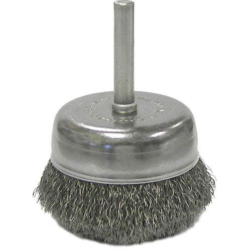 2″ Crimped Wire Utility Cup Brush, .008″ Steel Fill, 1/4″ Stem - Exact Tooling