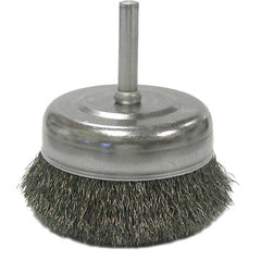 2-1/2″ Crimped Wire Utility Cup Brush, .008″ Steel Fill, 1/4″ Stem - Exact Tooling