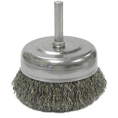 2-1/2″ Crimped Wire Utility Cup Brush, .014″ Steel Fill, 1/4″ Stem - Exact Tooling