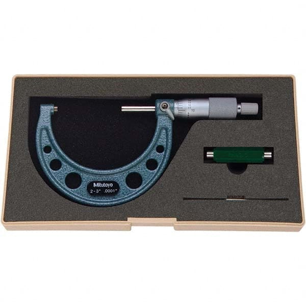Mitutoyo - Mechanical Outside Micrometers Minimum Measurement (Decimal Inch): 2.0000 Maximum Measurement (Decimal Inch): 3.0000 - Exact Tooling