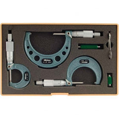 Mitutoyo - Mechanical Outside Micrometer Sets Minimum Measurement (Inch): 0 Maximum Measurement (Inch): 3 - Exact Tooling