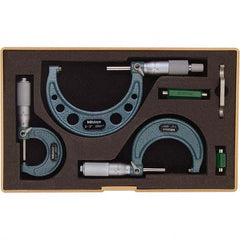 Mitutoyo - Mechanical Outside Micrometer Sets Minimum Measurement (Inch): 0 Maximum Measurement (Inch): 3 - Exact Tooling