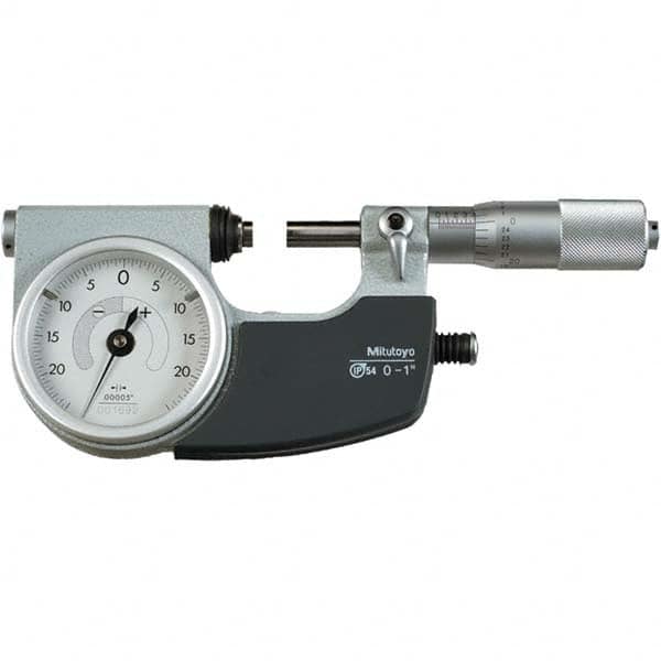 Mitutoyo - Mechanical Indicating Micrometers Minimum Measurement (Decimal Inch): 0 Maximum Measurement (Decimal Inch): 1 - Exact Tooling
