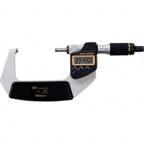 Mitutoyo - Electronic Outside Micrometers Type: Quantumike Minimum Measurement (Decimal Inch): 2.0000 - Exact Tooling