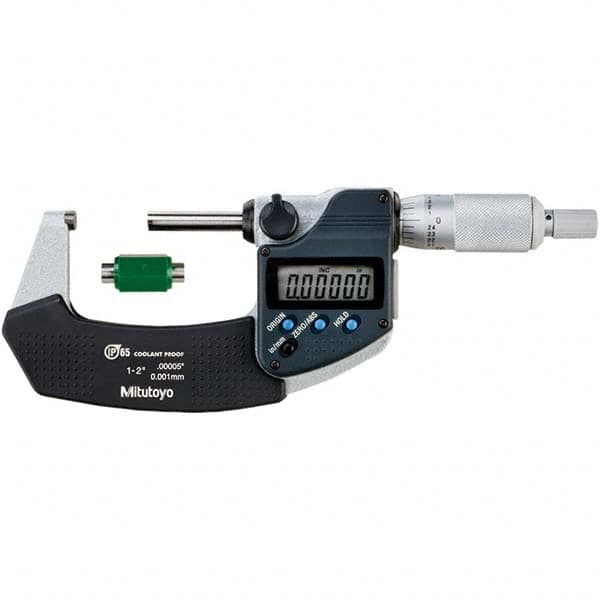 Mitutoyo - Electronic Outside Micrometers Type: Coolant-proof Minimum Measurement (Decimal Inch): 1.0000 - Exact Tooling