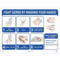 NMC - "Fight Germs By Washing Your Hands!", 24" Wide x 18" High, Paper Safety Sign - Exact Tooling