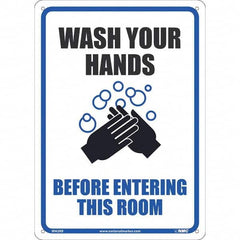 NMC - "Wash Your Hands Before Entering This Room", 10" Wide x 14" High, Rigid Plastic Safety Sign - Exact Tooling