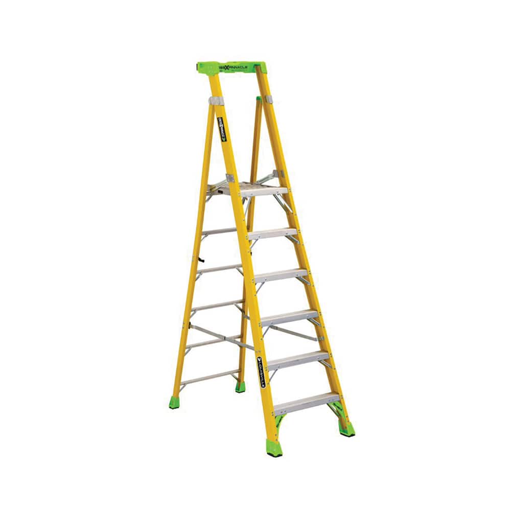 Louisville - Rolling & Wall Mounted Ladders & Platforms; Type: Aluminum ; Style: Combo Straight & Platform Ladder ; Number of Steps / Rungs: 6 ; Height (Inch): 36 ; Load Capacity (Lb.): 375.000 ; Base Width (Inch): 28-1/2 - Exact Tooling