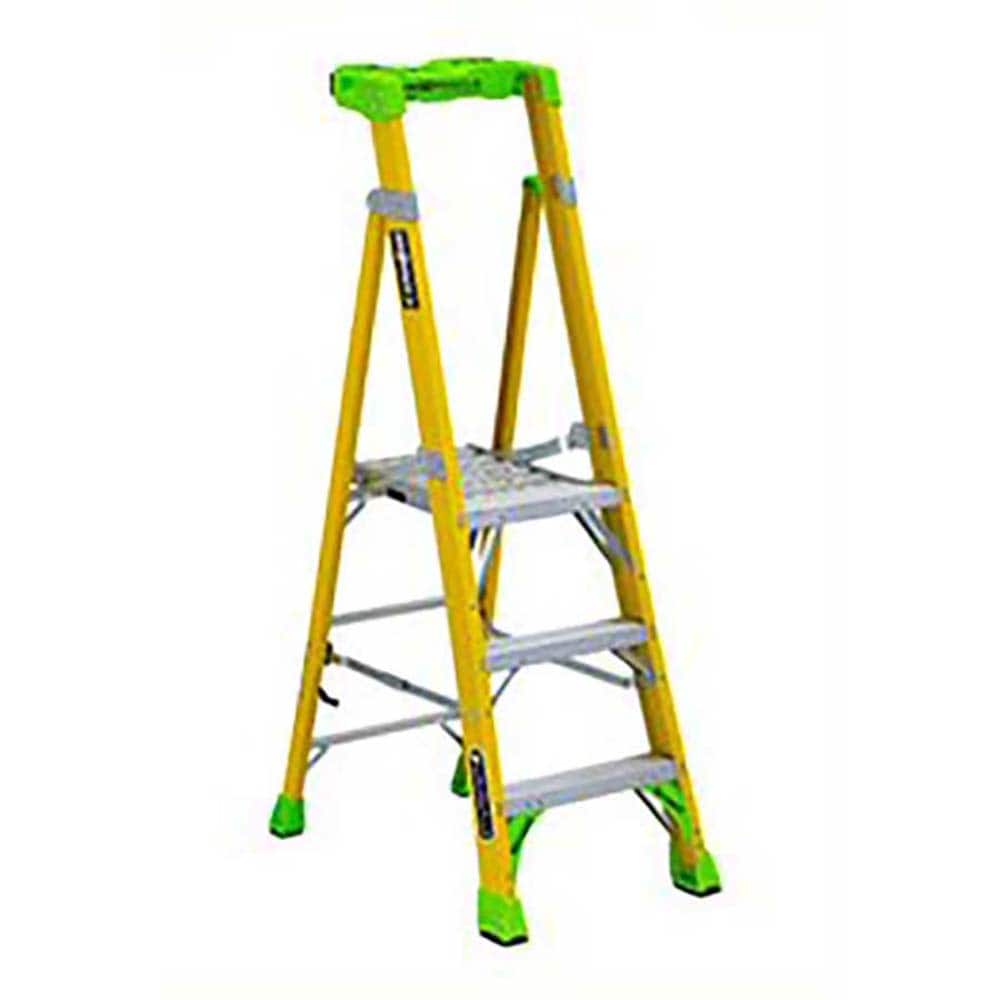 Louisville - Rolling & Wall Mounted Ladders & Platforms; Type: Aluminum ; Style: Combo Straight & Platform Ladder ; Number of Steps / Rungs: 3 ; Height (Inch): 36 ; Load Capacity (Lb.): 375.000 ; Base Width (Inch): 24 - Exact Tooling