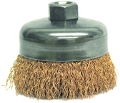 4" Crimped Wire Cup Brush - .020 Bronze; 5/8-11 A.H. - Non-Sparking Wire Wheel - Exact Tooling