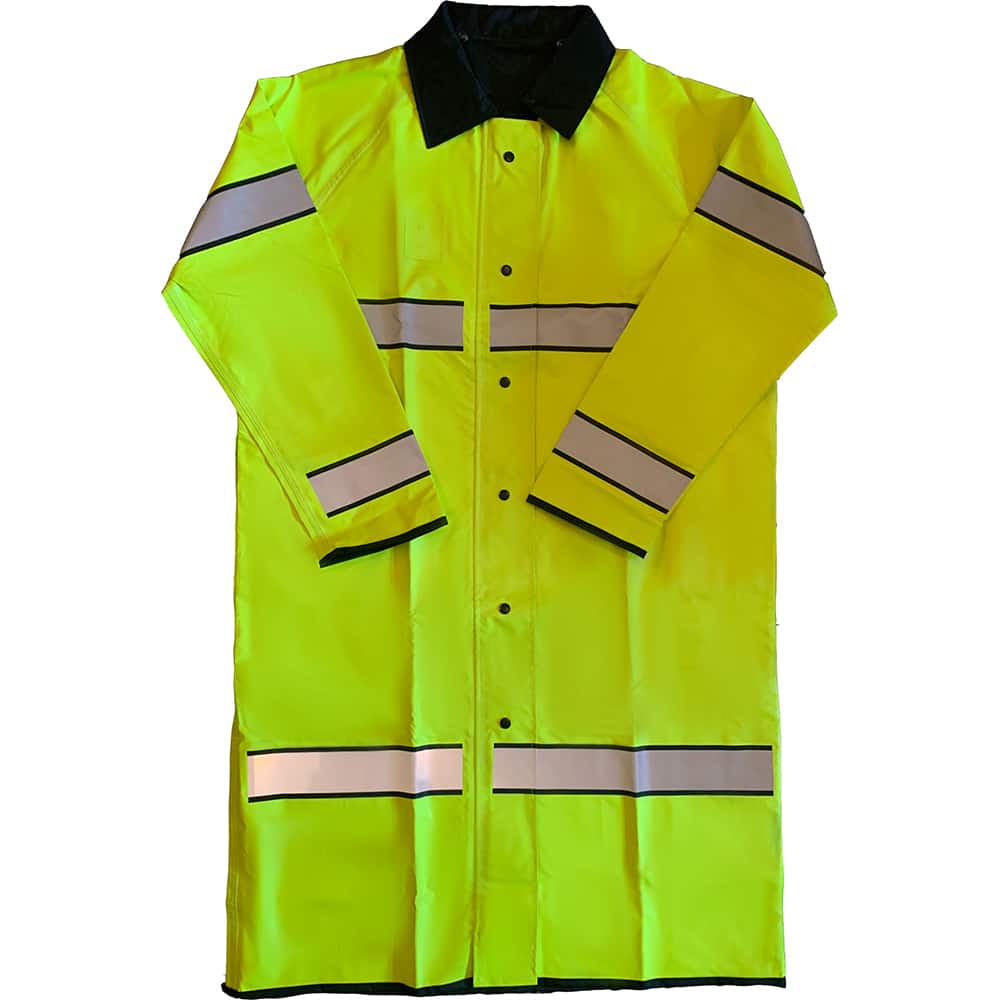 Louisiana Professional Wear - Rain & Chemical Wear; Garment Style: Coat ; Garment Type: High Visibility; Rain; Waterproof ; Material: Polyurethane/Nylon ; Size: 4X-Large ; Color: Fluorescent Yellow/Black ; Certification Type: ANSI/ISEA 107-2015 Type P Cl - Exact Tooling