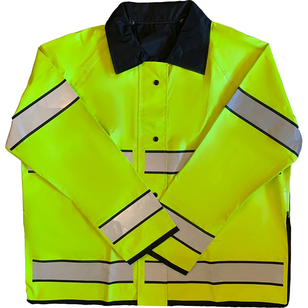 Louisiana Professional Wear - Rain & Chemical Wear; Garment Style: Rain Jacket ; Garment Type: High Visibility; Rain; Waterproof ; Material: Polyurethane/Nylon ; Size: 3X-Large ; Color: Fluorescent Yellow/Black ; Certification Type: ANSI/ISEA 107-2015 Ty - Exact Tooling