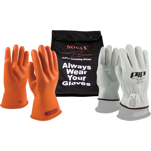 ‎147-SK-0/7-KIT - Novax Insulating Glove Kit - Class 0 - 11″ - Orange - Straight Cuff - Exact Tooling