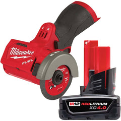 Milwaukee Tool - Cut-Off Tools & Cut-Off-Grinder Tools; Type of Power: Cordless ; Handle Type: Trigger ; Speed (RPM): 20000.00 ; Wheel Diameter (Inch): 3 ; Air Pressure (psi): 0.00 ; Battery Included: Yes - Exact Tooling