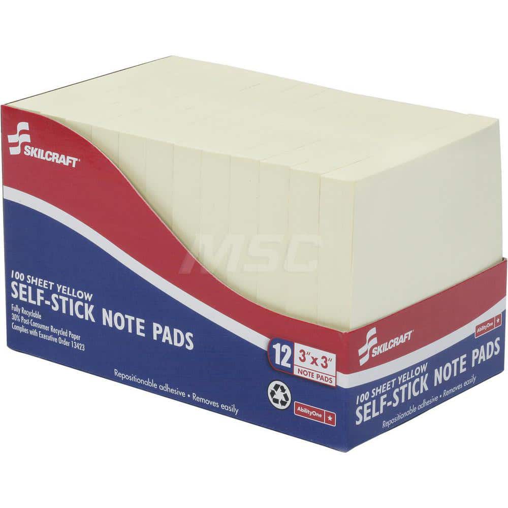 Ability One - Note Pads, Writing Pads & Notebooks; Writing Pads & Notebook Type: Self-Stick Notes ; Size: 3 x 3 ; Number of Sheets: 100 ; Color: Yellow ; Additional Information: Self-Stick Pads - Exact Tooling