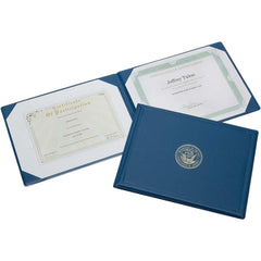 Ability One - Portfolios, Report Covers & Pocket Binders; Width (Inch): 8.50 ; Color: Blue/Gold - Exact Tooling