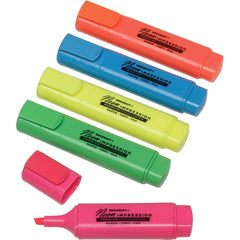 Ability One - Markers & Paintsticks; Type: Highlighter ; Color: Assorted ; Tip Type: Chisel ; Description: 5 Color Set Neon Flat - Exact Tooling