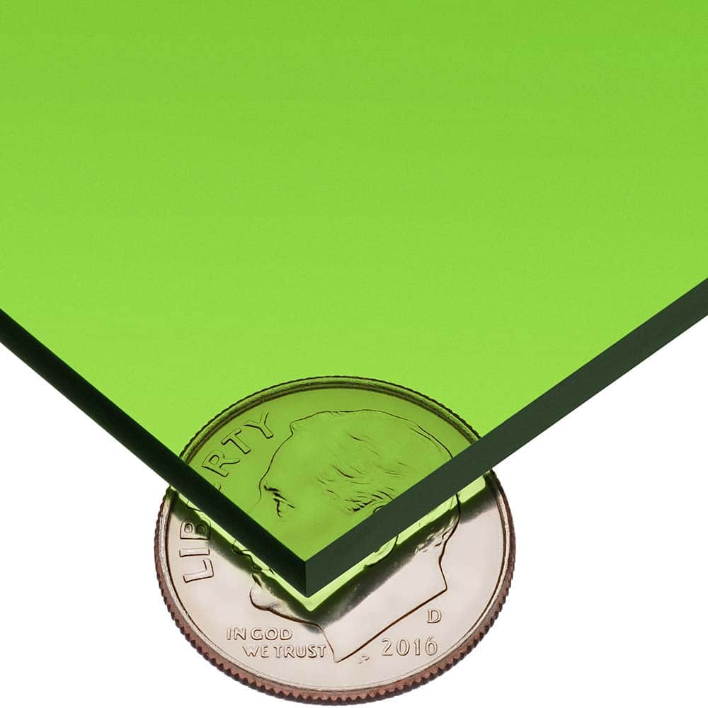 USA Sealing - Plastic Sheets; Material: Cast Acrylic ; Thickness (Inch): 1/4 ; Length (Feet): 8 ; Tensile Strength (psi): 10000 ; Color: Tinted Green ; Material Grade: Standard - Exact Tooling