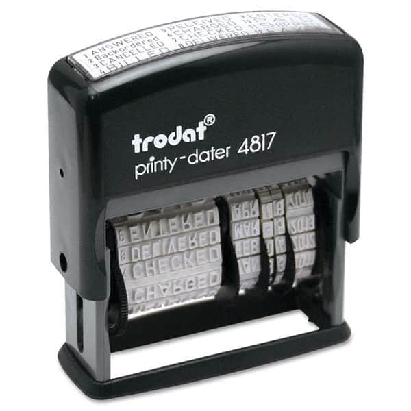 Trodat - Pre-inked Custom Stamps Type: Custom Stamp - 12 Message Dater Message: Date/Answered/Received/Entered/Backordered/Cancelled/Charged/PAID/Checked/Shipped/Billed/Delivered/Faxed - Exact Tooling