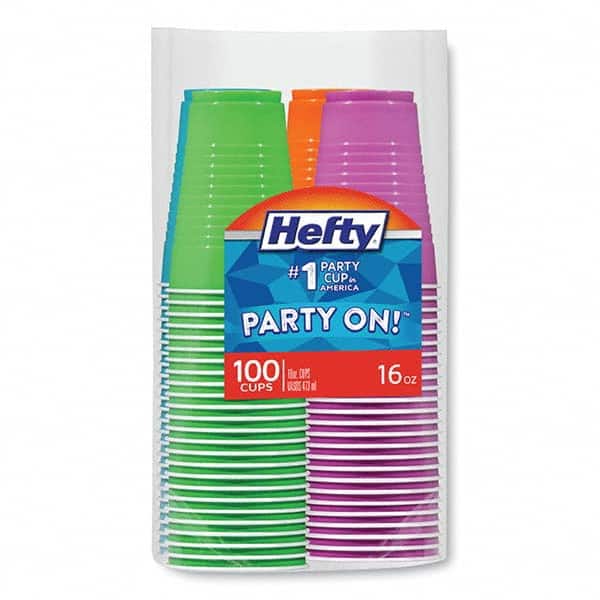 Hefty - Easy Grip Disposable Plastic Party Cups, 16 oz, Assorted, 100/Pack, 4Pk/Carton - Exact Tooling