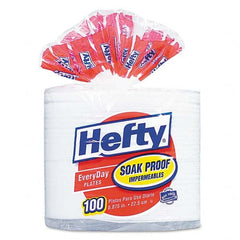 Hefty - Soak Proof Tableware, Foam Plates, 8 7/8" Diam, 100/Pack - Exact Tooling