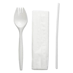 Boardwalk - School Cutlery Kit, Napkin/Spork/Straw, White, 1000/Carton - Exact Tooling