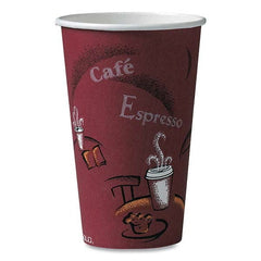 DART - Solo Bistro Design Hot Drink Cups, Paper, 16 oz, Maroon, 1000/Carton - Exact Tooling