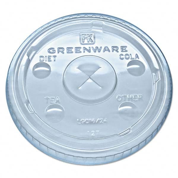 Fabri-Kal - Greenware Cold Drink Lids, Fits 16-18, 24 oz Cups, X-Slot, Clear, 1000/Carton - Exact Tooling