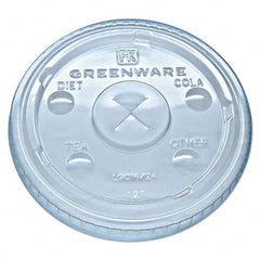 Fabri-Kal - Greenware Cold Drink Lids, Fits 16-18, 24 oz Cups, X-Slot, Clear, 1000/Carton - Exact Tooling