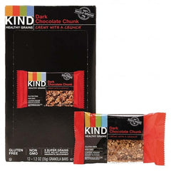 KIND - Snacks, Cookies, Candy & Gum Breakroom Accessory Type: Granola Bars Breakroom Accessory Description: Healthy Grains Bar, Dark Chocolate Chunk, 1.2 oz, 12/Box - Exact Tooling