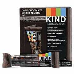 KIND - Snacks, Cookies, Candy & Gum Breakroom Accessory Type: Granola Bars Breakroom Accessory Description: Nuts and Spices Bar, Dark Chocolate Mocha Almond, 1.4 oz Bar, 12/Box - Exact Tooling