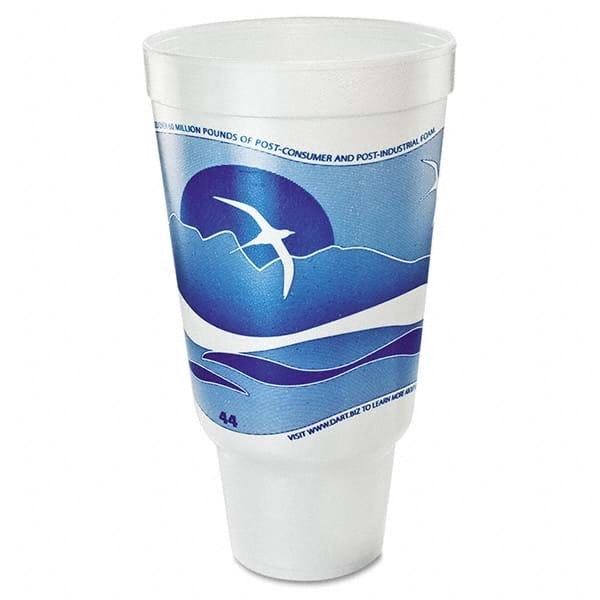 DART - Horizon Flush Fill Foam Cup, Hot/Cold, 44 oz, Ocean Blue/White, 15/Bag - Exact Tooling