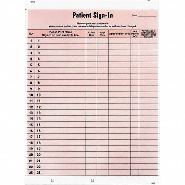 Tabbies - Note Pads, Writing Pads & Notebooks Writing Pads & Notebook Type: Sign-In Label Form Size: 8-1/2 x 11-5/8 - Exact Tooling