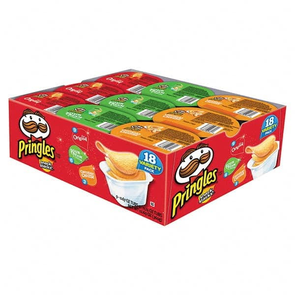 Pringles - Snacks, Cookies, Candy & Gum Breakroom Accessory Type: Potato Chips Breakroom Accessory Description: Potato Chips, Variety Pack, 0.74 oz Canister, 18/Box - Exact Tooling