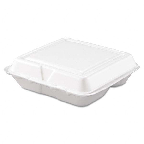 DART - Carryout Food Container, Foam, 3-Comp, White, 8 x 7 1/2 x 2 3/10, 200/Carton - Exact Tooling
