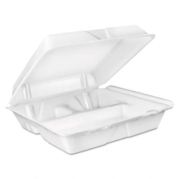 DART - Large Foam Carryout, Food Container, 3-Compartment, White, 9-2/5 x 9 x 3 - Exact Tooling