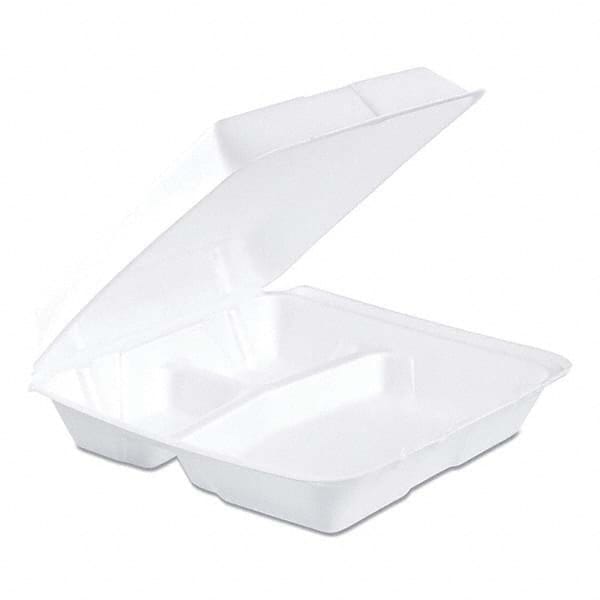 DART - Foam Container, Hinged Lid, 3-Comp, 9 1/2 x 9 1/4 x 3, 200/Carton - Exact Tooling