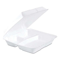 DART - Foam Container, Hinged Lid, 3-Comp, 9 1/2 x 9 1/4 x 3, 200/Carton - Exact Tooling