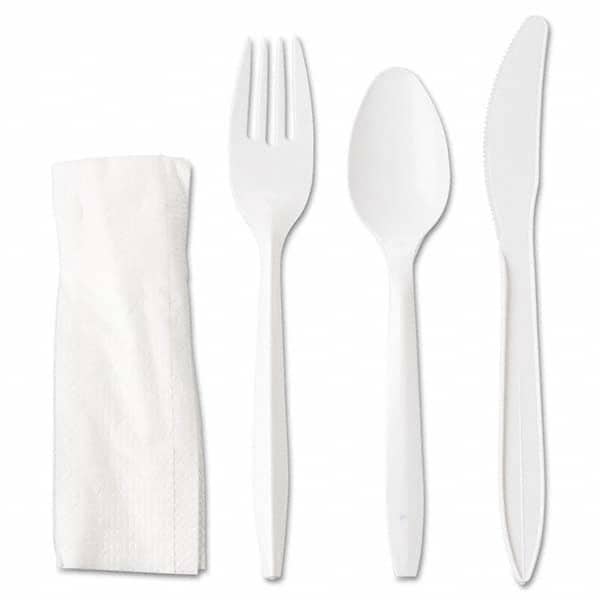 GEN - Wrapped Cutlery Kit, Fork/Knife/Spoon/Napkin, White, 250/Carton - Exact Tooling
