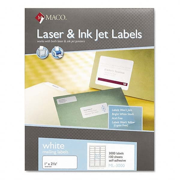MACO - Labels, Ribbons & Tapes Type: Address Label Color: White - Exact Tooling