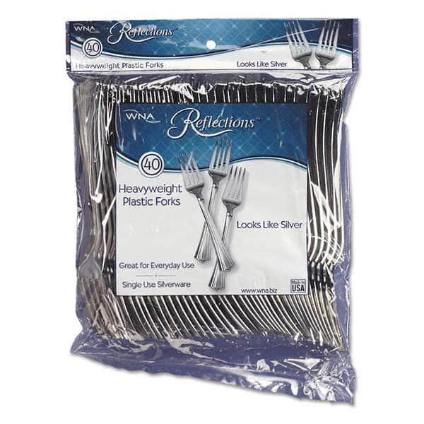 WNA - Reflections Heavyweight Plastic Utensils, Fork, Silver, 7", 40/pack - Exact Tooling