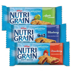 Kellogg's - Snacks, Cookies, Candy & Gum Breakroom Accessory Type: Cereal Bar Breakroom Accessory Description: Nutri-Grain Cereal Bars, Asstd: Apple, Blueberry, Strawberry, 1.3oz Bar, 48/Ctn - Exact Tooling