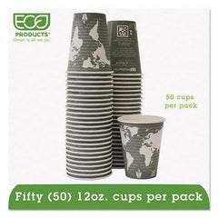 ECO PRODUCTS - World Art Renewable/Compostable Hot Cups, 12 oz, Gray, 50/Pack - Exact Tooling