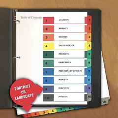 UNIVERSAL - Tabs, Indexes & Dividers Indexes & Divider Type: Preprinted Numeric Size: 11 x 8-1/2 - Exact Tooling